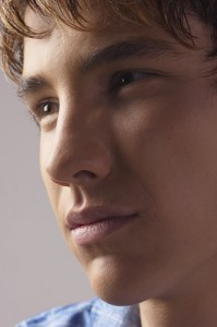 Closeup of a teen male.