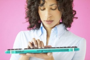 Picture of a woman, poised to share information.