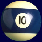 A billiard ball with the number 10 on it.