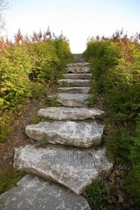 A series of steps leading up.