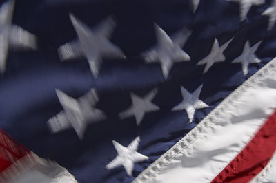 Mirada de cerca de las estrellas en la bandera de los EE.UU.