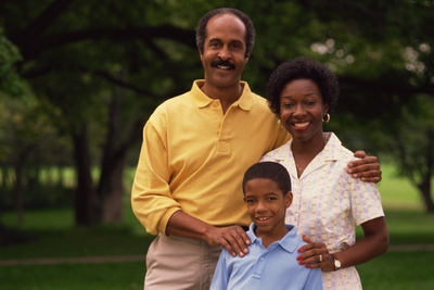An African-American family: Father, Mother, and son.