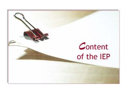 Title slide in the slideshow for Module 13 on "Content of the IEP."