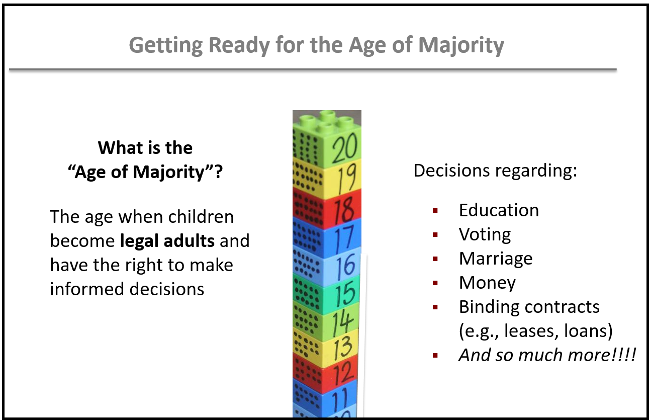 Slide explaining what age of majority is
