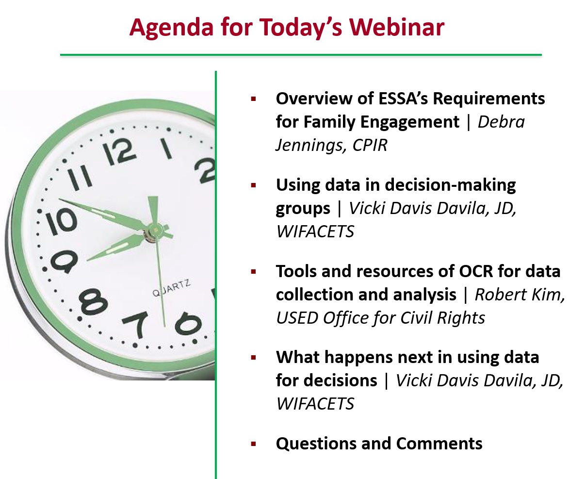 Screenshot of the agenda for this webinar