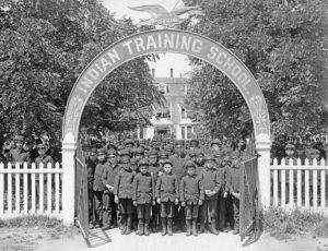 Native American children forced into a boarding school for Indians.
