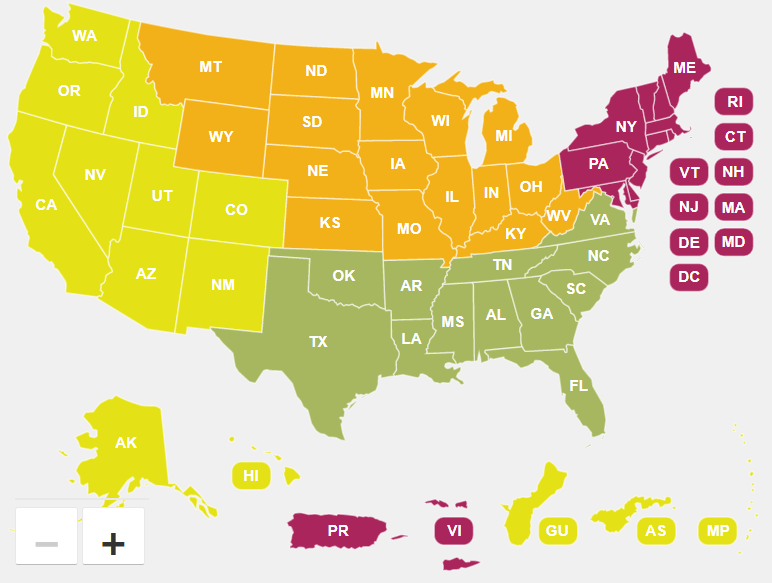 map of parent centers by region