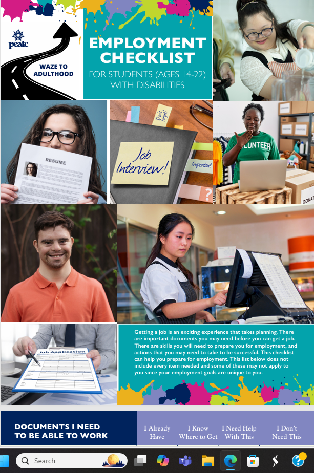 PEATCEmploymentChecklistCover Employment Checklist Cover Page