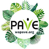 PAVE logo with a circular frame of leaves. 
